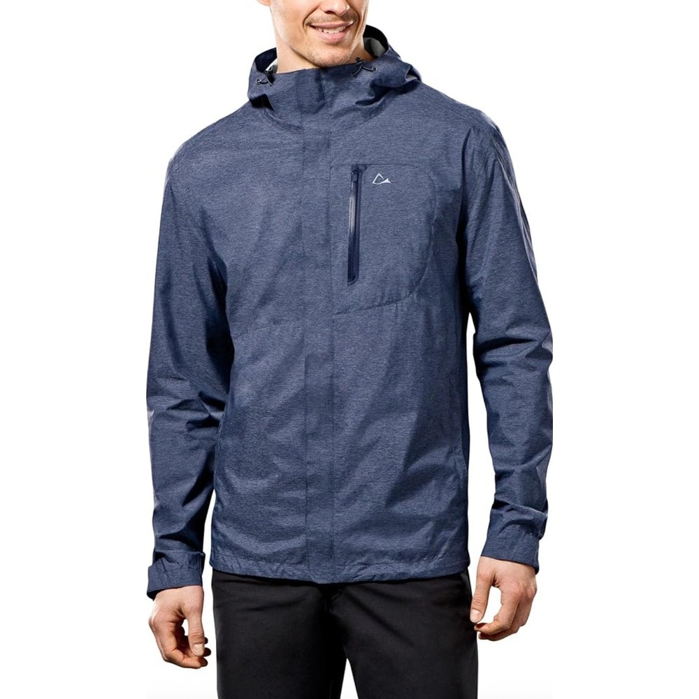 Paradox Heathered Navy Blue Hooded Rain Jacket Windbreaker Men's XL